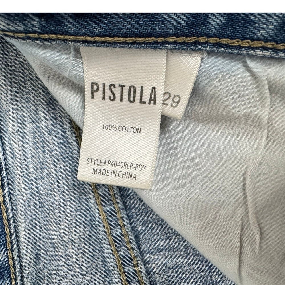 Pistola Women High Rise Distressed Denim Shorts Light Wash Raw Hem Size 29 - Picture 5 of 5